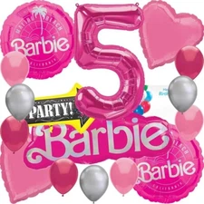 Anagram Barbie Birthday Party Foil Balloon Bouquet Set for 5th Birthday