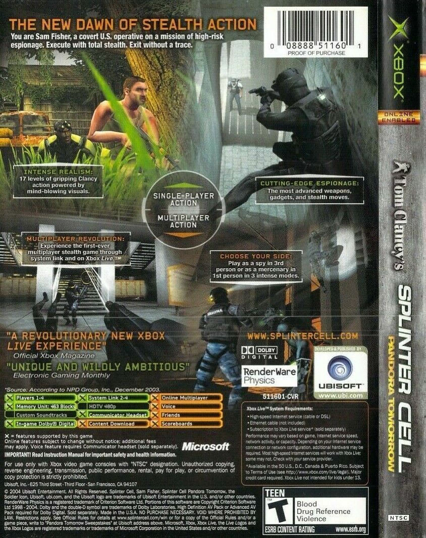 Tom Clancy's Splinter Cell: Pandora Tomorrow - Original Xbox