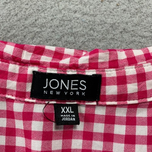 JONES NEW YORK Blouse Womens XXL Top Plaid Pink White - Picture 3 of 8