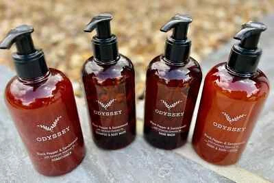 Odyssey Black Pepper & Sandalwood Body Wash Gel Lotion Shampoo for Man Gift SET