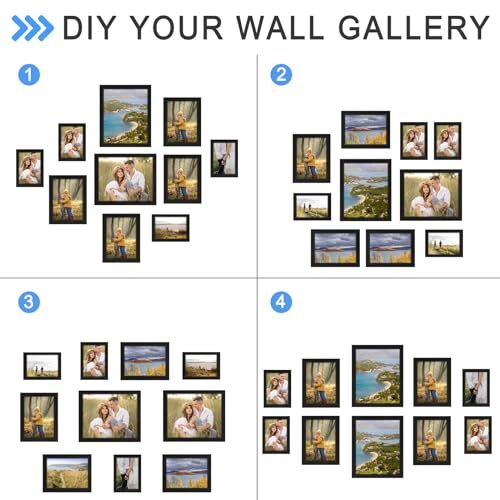 Bilderrahmen Collage Wanddekor 10er-Pack, Galerie Wandrahmen Set für schwarz - Bild 5 von 8