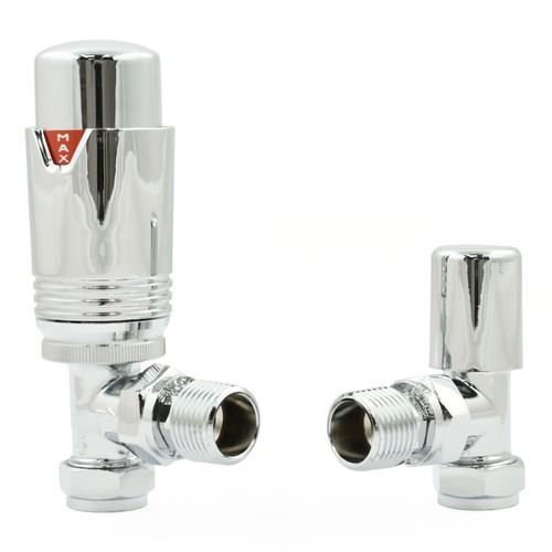 Radiator Valves Modern Thermostatic Angled TRV - Estuary | Hot Flow - Picture 3 of 85