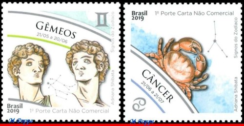BRAZIL 2019 2020 ZODIAC SIGNS, ASTROLOGY, CONSTELLATION, 12V, SET COMPLETE MNH - Picture 4 of 9