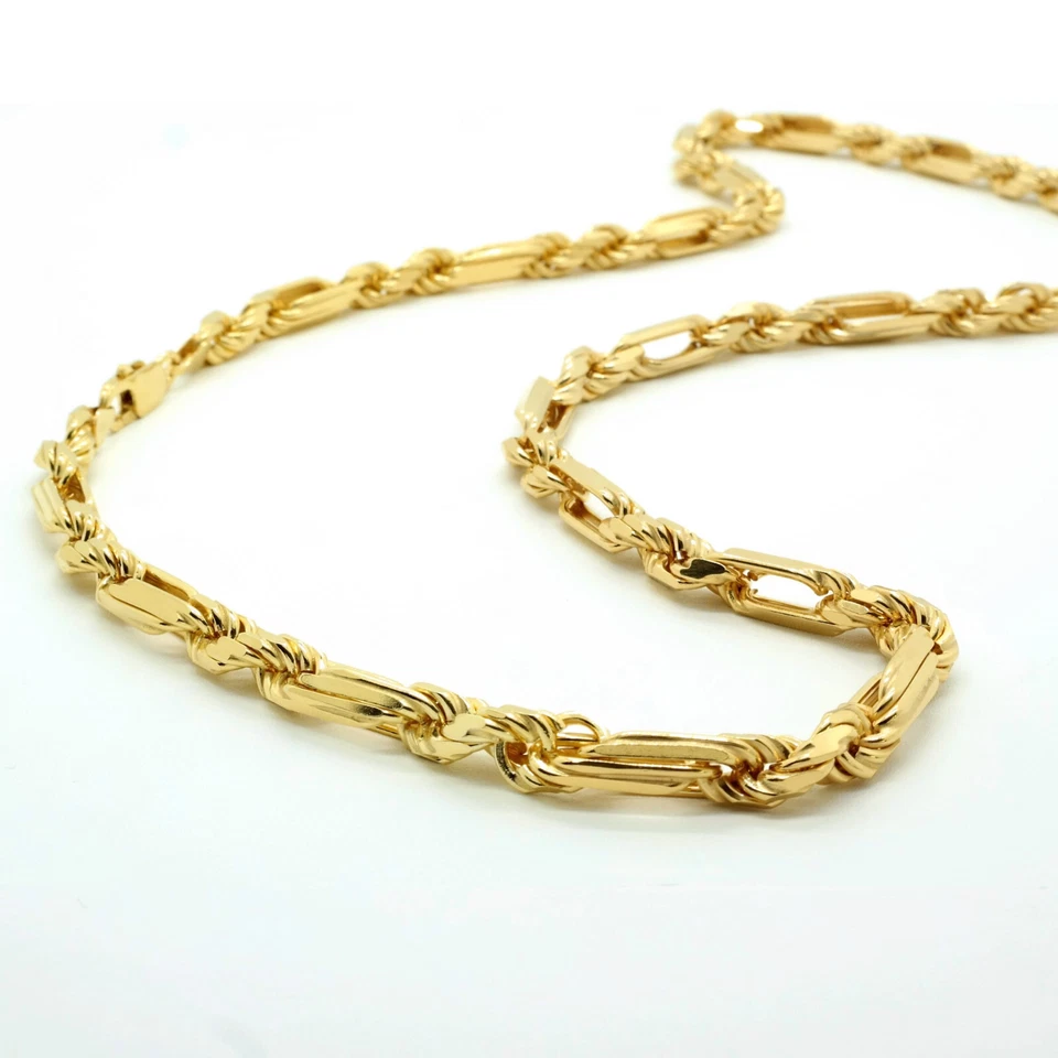 Fancy PAPERCLIP ROPE Chain 14K Gold Plated Sterling Silver 6mm Necklace 18"-26" - Image 4 of 4