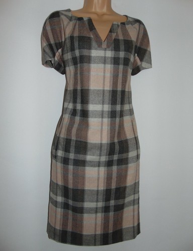 NWT Laura Ashley Grey Check 31% Wool Winter British Tunic Tailored Dress, UK 12 - Picture 1 of 12