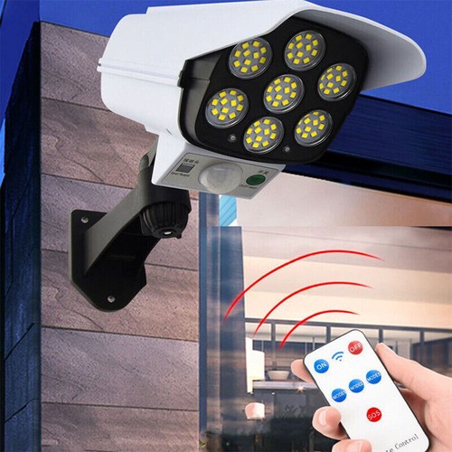 Solar Motion Sensor Light Outdoor Garden Wall Security Lamp Fake Camera W/Remote - Picture 20 of 23