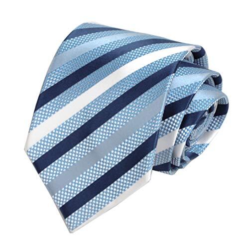 Men's Modern Repp Striped Patterned Formal Ties One Size Light Blue Navy - Imagen 1 de 2