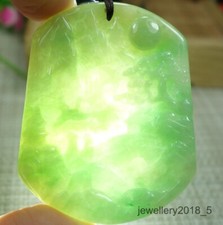 Certified Light Green yellow Burma100 natural A jadeite jade Pendant Landscape   