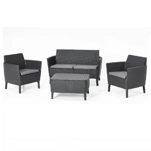 Salemo Living Room Rattan Graphite Sofa Armchairs Small Outdoor Garden Table