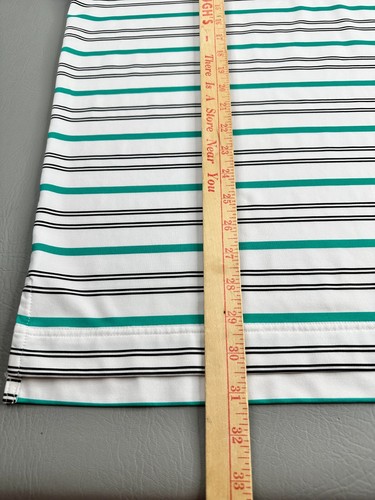 FootJoy Golf Polo Shirt Mens Large White & Green Striped Short Sleeve - Picture 10 of 13