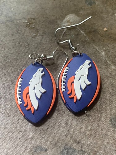 Denver Broncos football team dangle earrings pair