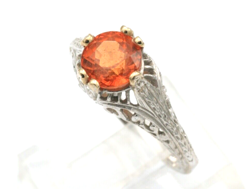 Seltener Spessartit Granat Ring 18K Weißgold filigrane Fassung Einzelhandel 1.875,00 $ - Bild 5 von 6