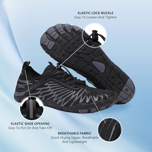 Hike Barefoot Shoes for Women Men, Breathable Non 9-9.5 Women/7-7.5 Men Black - Imagen 4 de 6