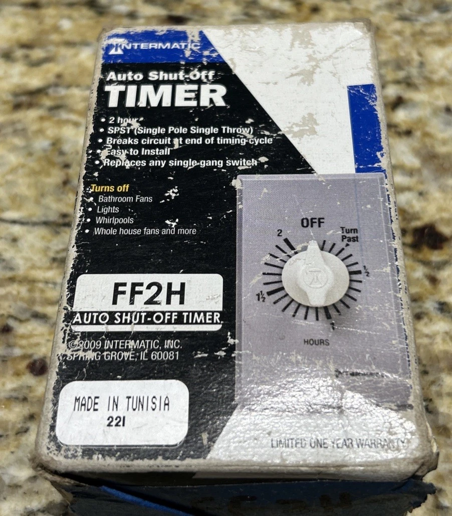 INTERMATIC FF2H Timer,Spring Wound 2-HOUR SPST NEW WITH WEAR TO BOX.