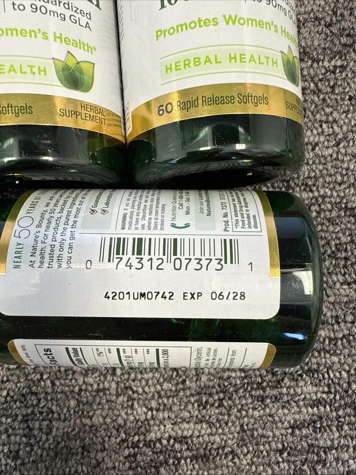 PACK de 4 aceites de onagra Nature's Bounty, 1000 mg 60 cápsulas blandas de liberación rápida Foto 4 de 4