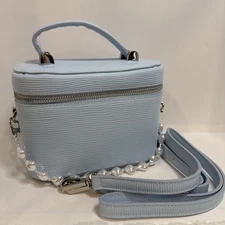 Bloomingdale’s Vanity Case Makeup Crossbody  Bag With Faux-Pearl Charm Handle