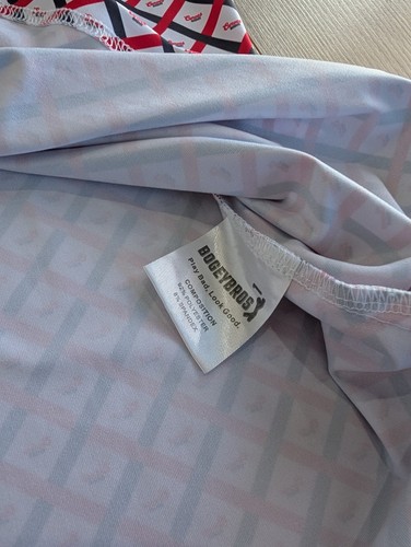 BOGEY BROS GOLF POLO XXL 2XL “Curves Right” wore once All Over Print Red White  - Picture 7 of 10