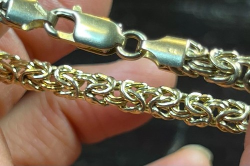 Yellow Gold 9 CT Byzantine Bracelet. IBB London, beautiful craftmanship. 19.7 cm - Picture 8 of 11