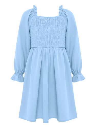 Kinder Mädchen Kleid Geburtstagskleider geraffte Kleider Urlaub eckiger Ausschnitt Picknick Herbst - Bild 23 von 92