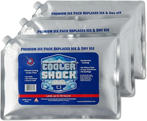 Cooler Shock Reusable Ice Packs for - Long Lasting Cold Freezer Gray 