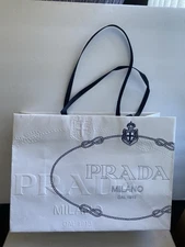 Authentic Prada White Empty Shopping Gift Paper Bag 14” x 10” x 5.5” Brand New