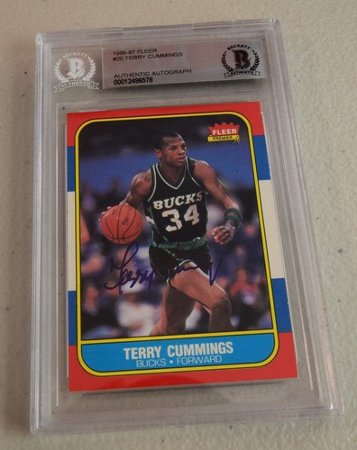 1986-87 Fleer #20 Terry Cummings Jersey Auto BGS