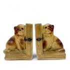 Vintage Chalkware Cavalier King Charles Spaniel Dogs Bookends Chippy Paint