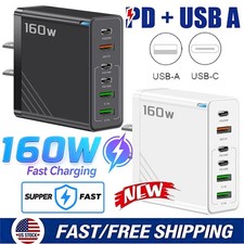 160W 6-Port Fast Charging USB Type C QC3.0 For Samsung iPhone Android Phone USA