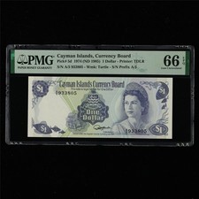 1974 Cayman Islands Currency Board 1 Dollar Pick#5d PMG 66 EPQ Gem UNC