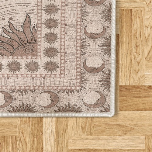 Sun and Moon Decorative Rug, Bohemian Artwork Design of Crescent Solar Orname... - Picture 5 of 5