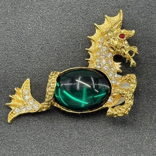 Kenneth Jay Lane KJL Sea Dragon Horse Jelly Belly Brooch - Picture 1 of 8