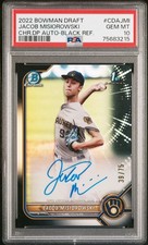 2022 Bowman Draft Chrome Jacob Misiorowski Black Refractor Auto /75 - PSA 10