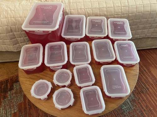 15 Pieces Lock&Lock Raspberry Airtight Plastic Storage Containers Various Sizes