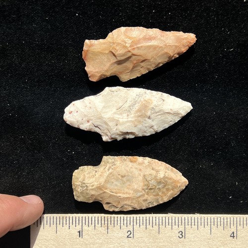 Set Of 3 Nice Indian Arrowhead Found By Perry Heaton Vermont ILL Q242 - Picture 9 of 9