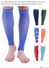 Doc Miller Calf Compression Sleeve , Medical Grade , 20-30Hg, Graduated , Splint