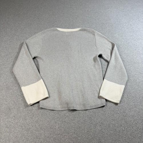 Faherty Henley Pullover Damen XL grau Bio Baumwolle gerippt Heritage Academia - Bild 2 von 7