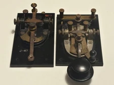 Vintage WWII US military J38 & Lionel J47 telegraph Morse code ham radio keys
