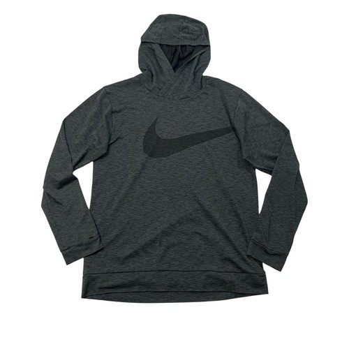 Nike Hoodie Boys XL Charcoal Gray Dri Fit Breathe Training Swoosh Logo Pullover