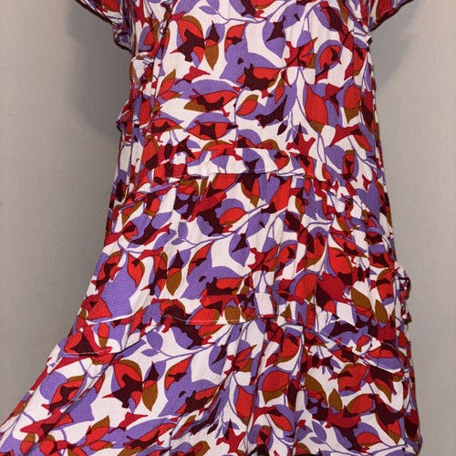 Anthropologie Robin Tiered Mini Dress Ruffles Purple Red Short Sleeve XSP - Picture 8 of 21