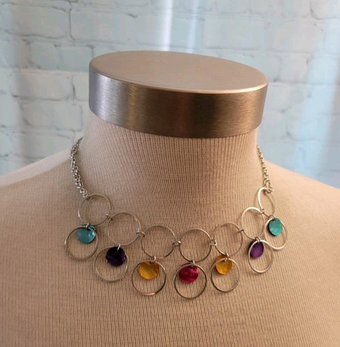 Paparazzi Necklace Silvertone Chain Multicolored Shell Beads New - Picture 1 of 5