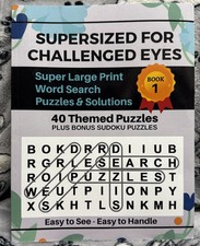 SUPERSIZED FOR CHALLENGED EYES - Word Search, Puzzles & Solutions - In Used