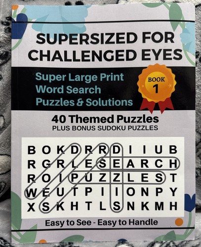 SUPERSIZED FOR CHALLENGED EYES - Word Search, Puzzles & Solutions - In Used - Foto 1 di 4