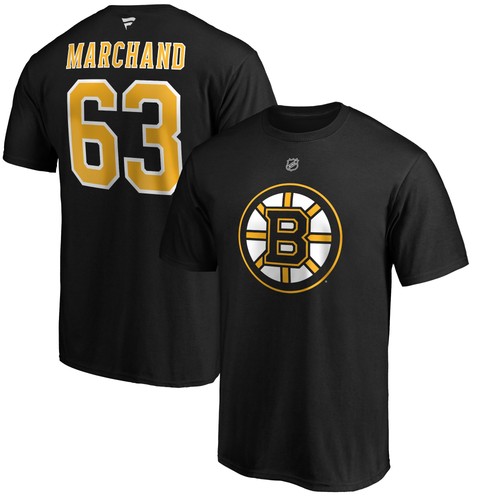 Men's Brad Marchand Black Boston Bruins Team Authentic Stack Name & Number