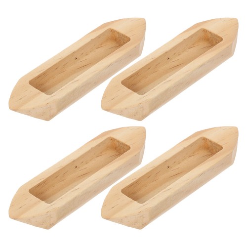 4 Piezas Canoa Modelo Oficina Madera Artesanía Barco Adorno Vela Decoración para Hogar