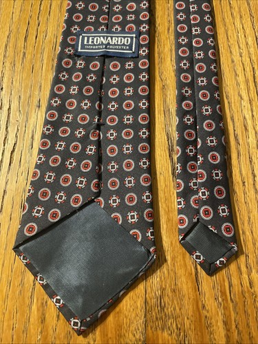 Vintage EUC Leonardo Men’s Satin Poly Foulard Tie Necktie USA - Picture 5 of 8