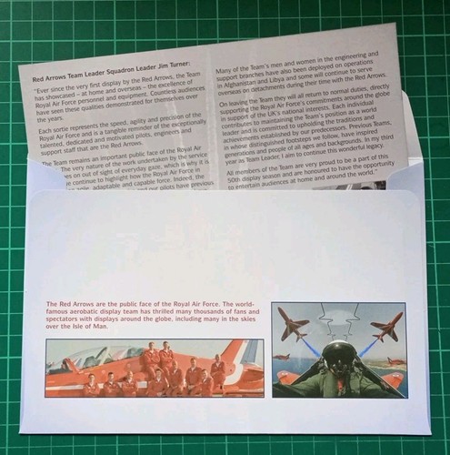 Isle of Man 2014 Royal Air Force RAF Red Arrows FDC - Picture 2 of 2