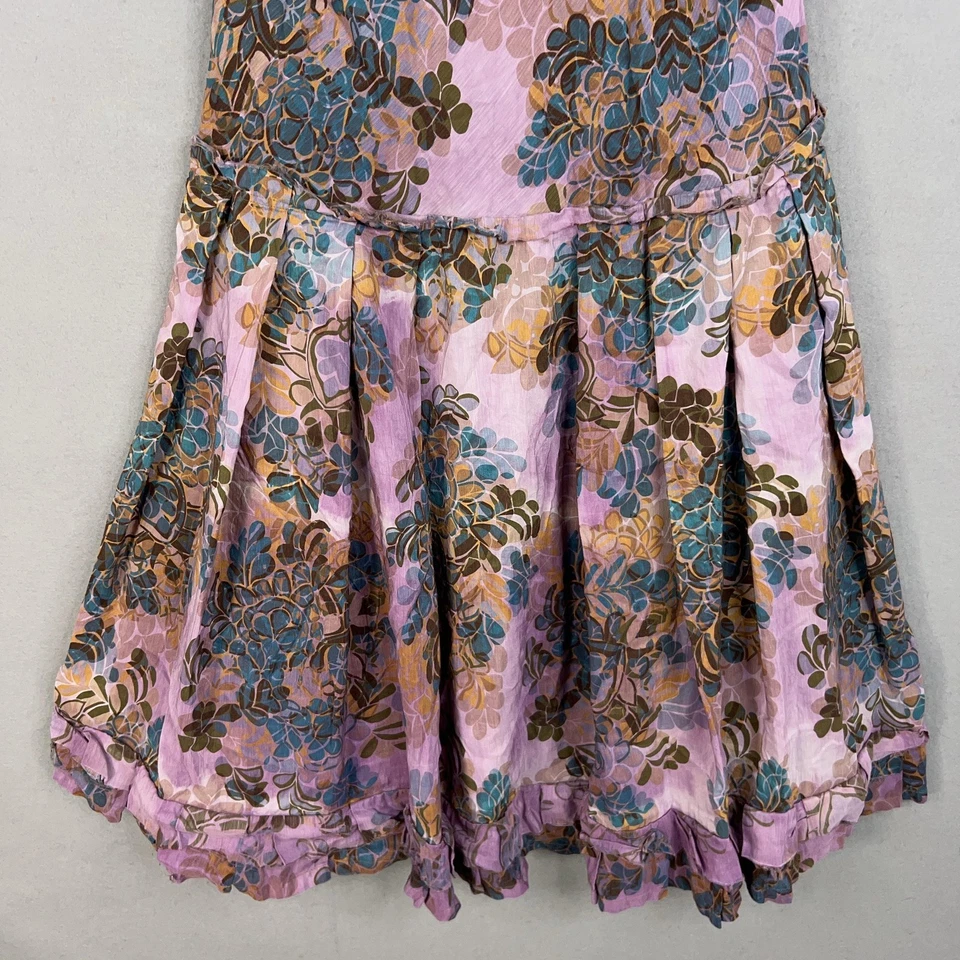 Falda Gregory Parkinson para mujer 10 púrpura floral con volantes dobladillo midi línea A Foto 3 de 4