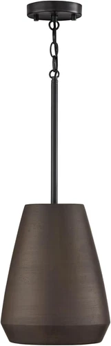 Della Handcrafted Terracotta Pendant Light, 1-Light, Painted Umber & Black - Picture 1 of 4