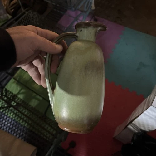 Vtg Frankoma Pitcher Plainsman Prairie Green #835 w/handle & spout