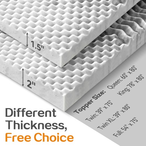 2 Inch Mattress Topper 5-Zone Memory Foam Mattress Topper Pressure Relieve So... - Picture 8 of 8